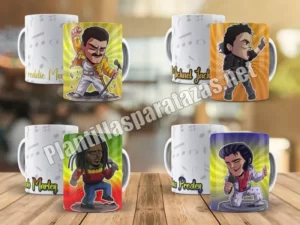 mockups de plantillas para tazas de ídolos de la música