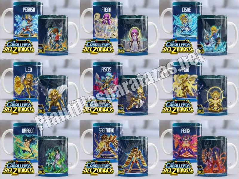 Mockups y plantillas de los caballeros dorados y caballeros de bronce de la serie Caballeros del Zodiaco, Saint Seiya