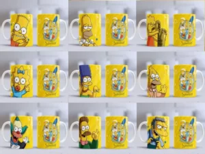 Plantillas para tazas los Simpsons, incluye la mayor parte de los personajes de la serie animada