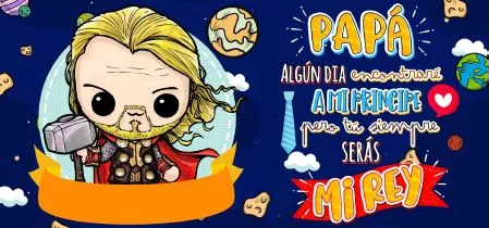 Plantilla para taza sublimada de superpapá Thor, papá algun dia encontrare a mi principe pero tu siempre seras mi rey