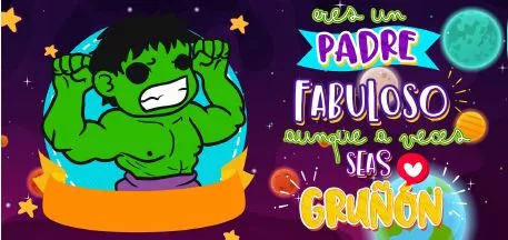 Plantilla para taza sublimada de superpapá Hulk, eres un papá fabuloso aunque a veces seas gruñon