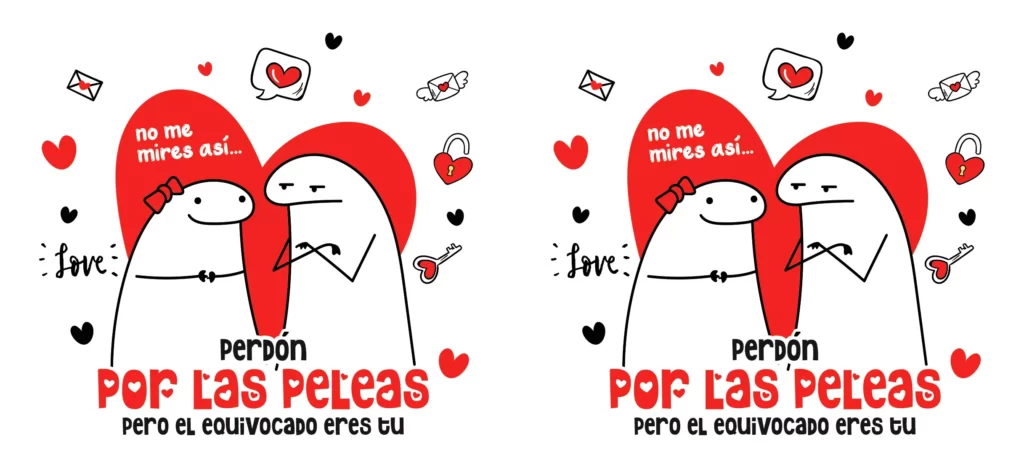 plantillas para tazas del día del amor y la amistad - perdon por las peleas pero el equivocado eres tu