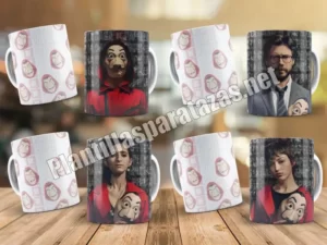 plantillas para tazas de la casa de papel con actores