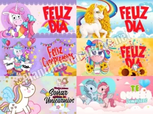 mockup de plantillas para tazas de unicornios con textos