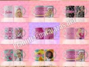 mockup de plantillas para tazas de barbie de Mattel