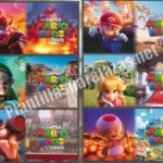 mockups de plantillas para tazas de super mario, con escenas de la película 2023