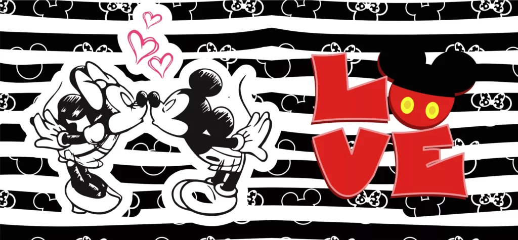plantillas para tazas del día del amor y la amistad, Mickey y Minnie Mouse, LOVE