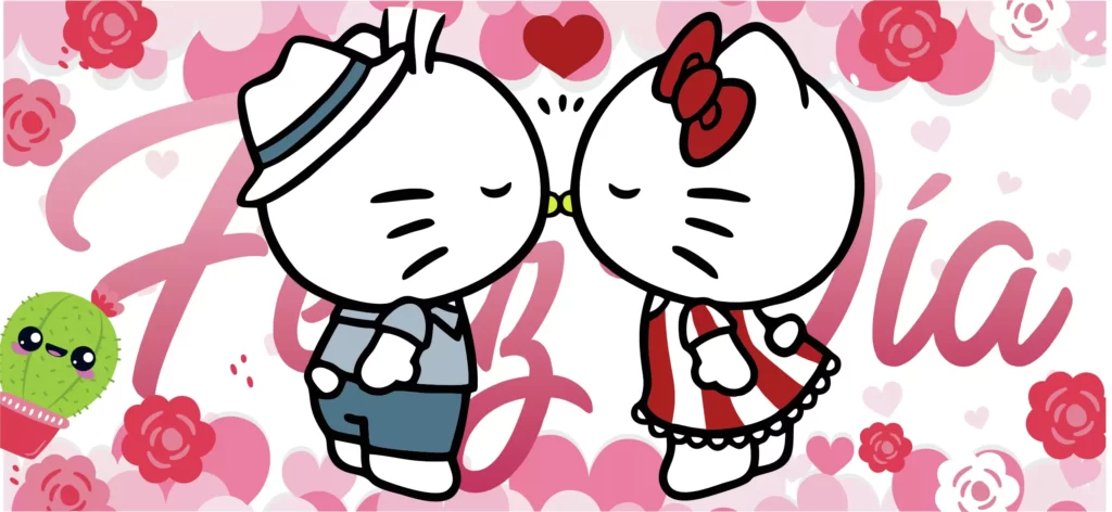plantillas para tazas del día del amor y la amistad de Hellow Kitty