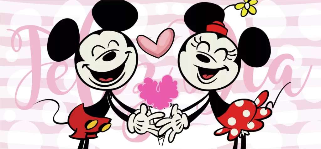 plantillas para tazas del día del amor y la amistad con Mickey Mouse y Minnie Mouse
