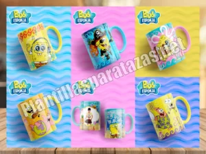 Mockups plantillas para tazas de Bob Esponja y amigos