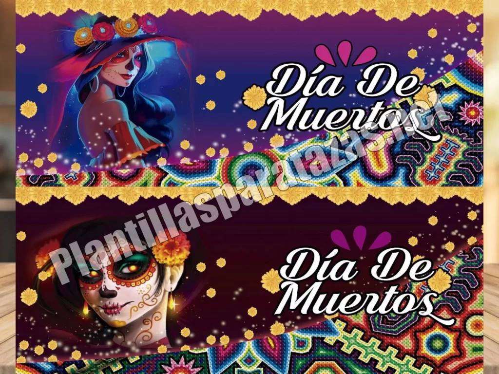plantillas para tazas del día de los muertos - Catrinas
