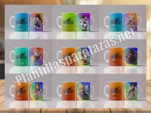 mockups de plantillas para tazas de los personajes de final fantasy