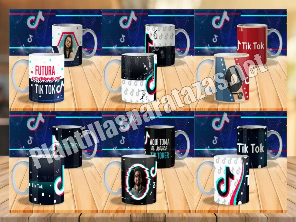 Mockups plantillas para tazas Tik Tok