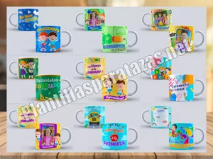 mockups de plantillas para tazas de graduación escolar