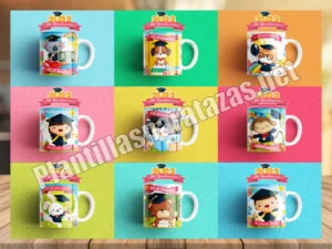 mockups plantillas para tazas de graduación escolar