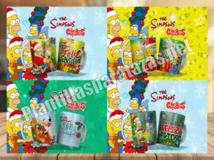 Mockups plantillas para tazas de los Simpsons en Navidad