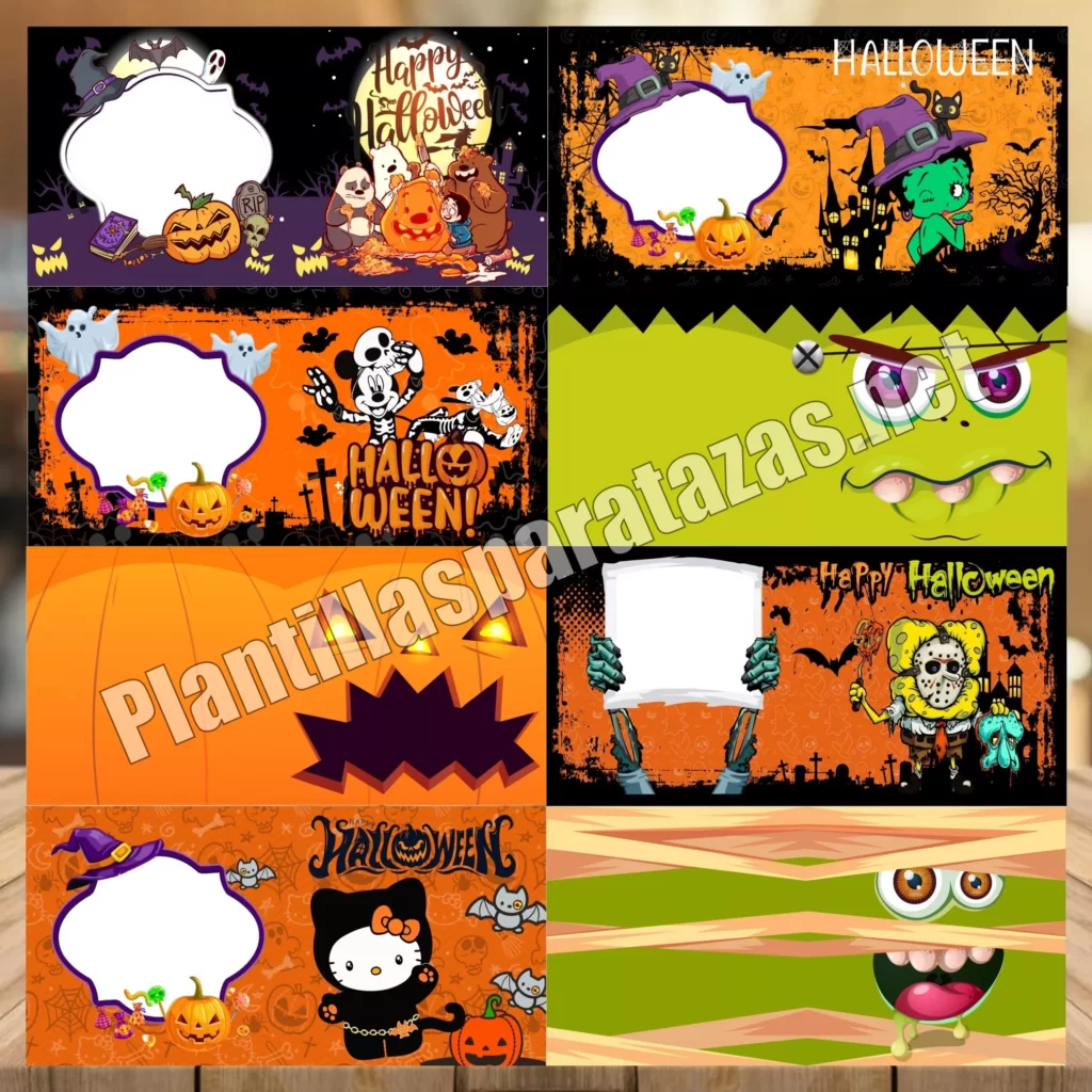 Plantillas para tazas de Halloween de caricatura