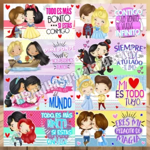 plantillas para tazas de princesas Disney para día de los enamorados