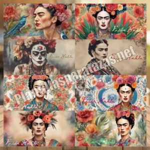 pack de plantillas para tazas de Frida Kahlo