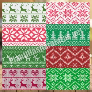 pack de plantillas para tazas con tejidos navideños bordados