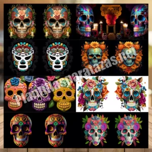 pack de plantillas para tazas de calaveras mexicanas