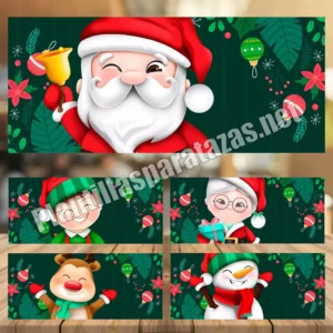 pack de plantillas para tazas navideñas con Santa Claus y familia