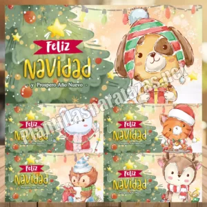 Lee más sobre el artículo 🌟Plantillas Navideñas para Tazas con Animalitos en Acuarela 🦌
