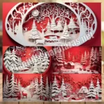 Paquete de plantillas para tazas de paisajes navideños en 3D