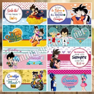 paquete de plantillas para tazas de Dragonball para San Valentín