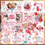 Paquete de plantillas para tazas de Feliz San Valentín, algunas permiten la personalización con fotos