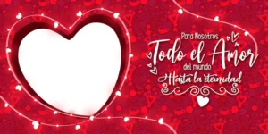 plantillas para tazas del día de los enamorados con foto - Texto: Para nosotros todo el amor del mundo hasta la eternidad