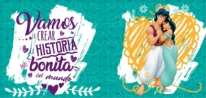 plantilla para tazas de las princesas Disney para San Valentín con Aladino y Jazmín