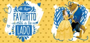 plantilla para tazas de las princesas Disney para San Valentín con Bella y Bestia