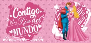 plantilla para tazas de las princesas Disney para San Valentín con Bella Durmiente