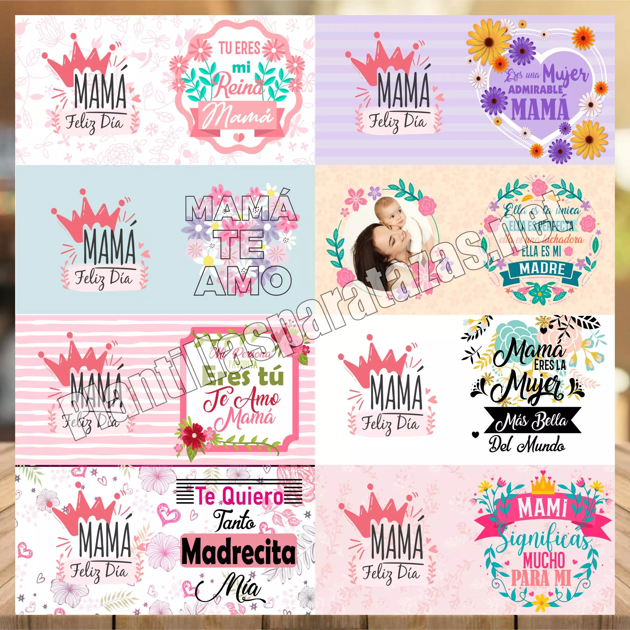 Plantillas Para Tazas "Mamá Feliz Día" en PSD